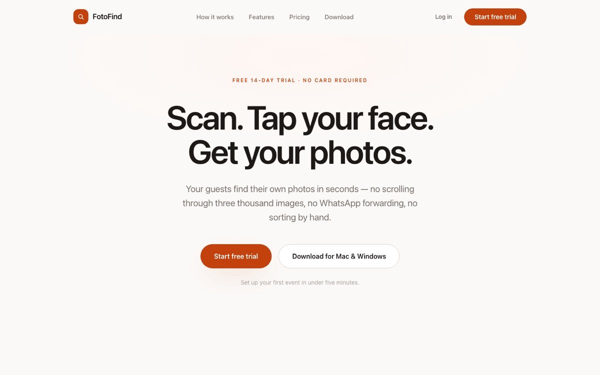FotoFind website homepage